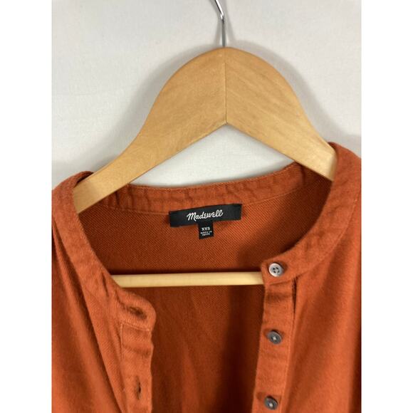 Madewell Flannel Button Placket Tiered Mini Dress - Orange Size XXS - Picture 6 of 9